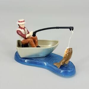 DecoPac Vintage 2002 Cake Topper Fisherman Magnetic Fish 2.75" Plastic Birthday